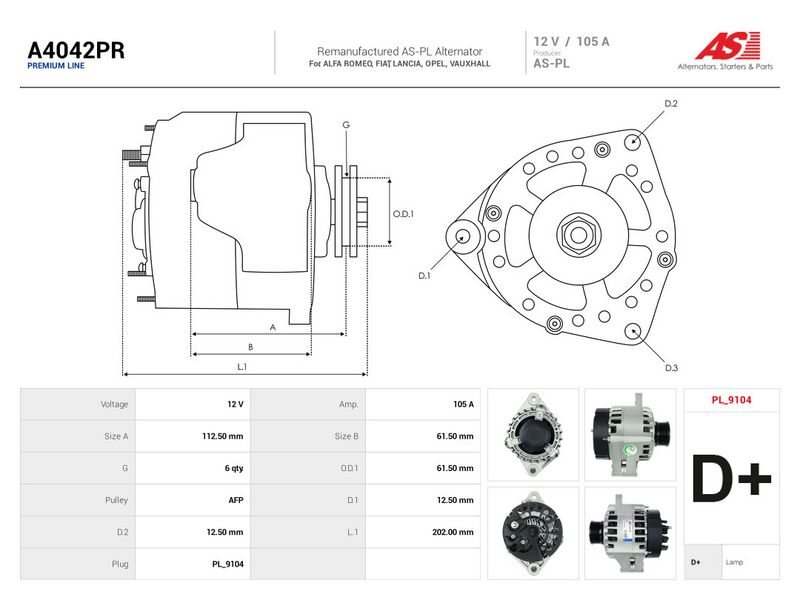 Generaator, AS-PL A4042PR