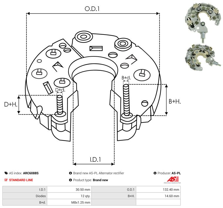 AS-PL ARC6088S Rectifier, alternator