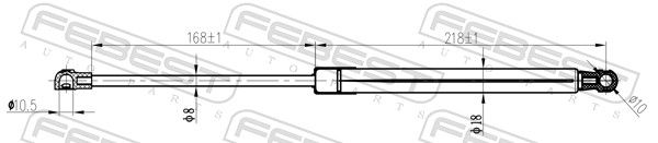 FEBEST 29117-002 Gas Spring, bonnet