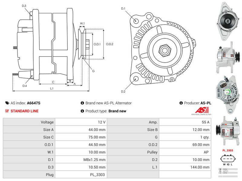 AS-PL A6647S Alternator