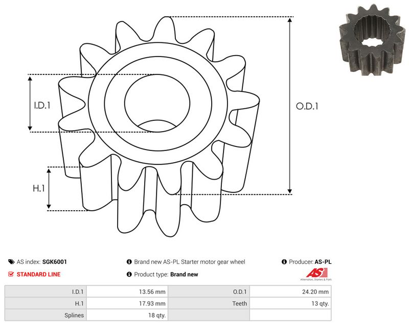 AS-PL SGK6001 Repair Kit, starter