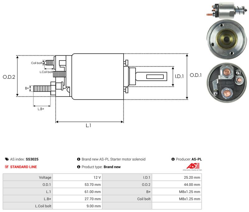 AS-PL SS3025 Solenoid Switch, starter