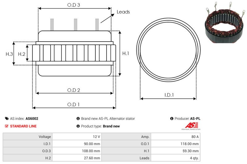 Staator, generaator, AS-PL AS6002