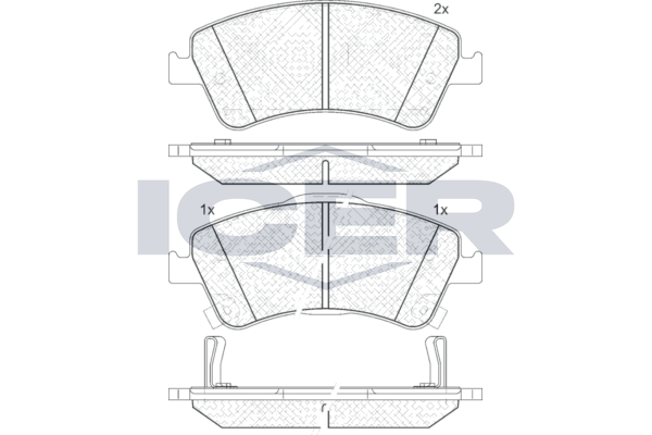 Комплект гальмівних накладок, дискове гальмо, Icer 181871