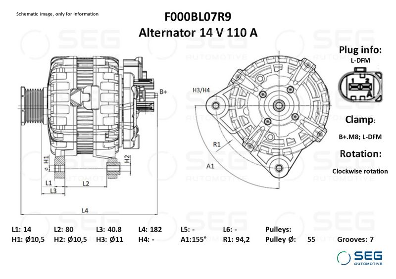 SEG Automotive F000BL07R9 Alternator
