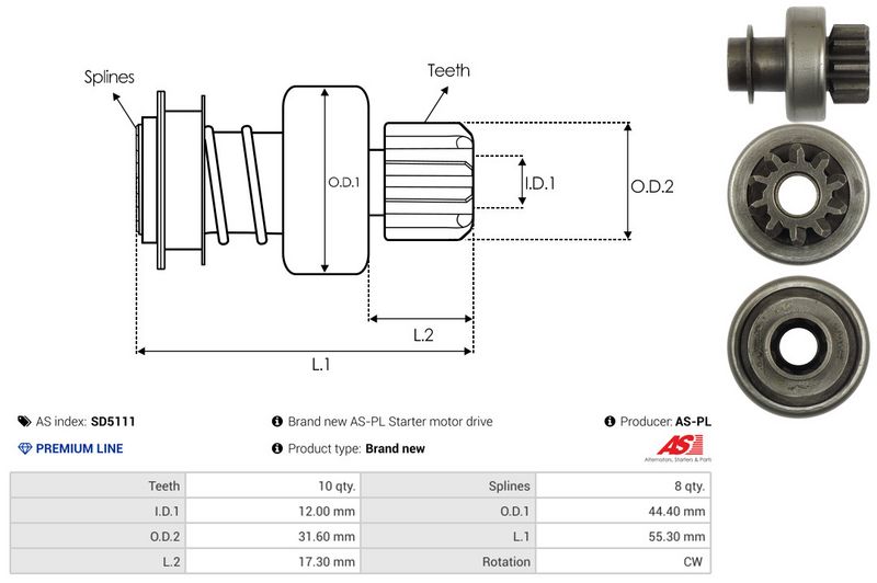 AS-PL SD5111 Freewheel Gear, starter