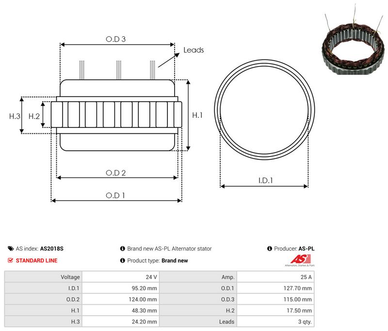 AS-PL AS2018S Stator, alternator
