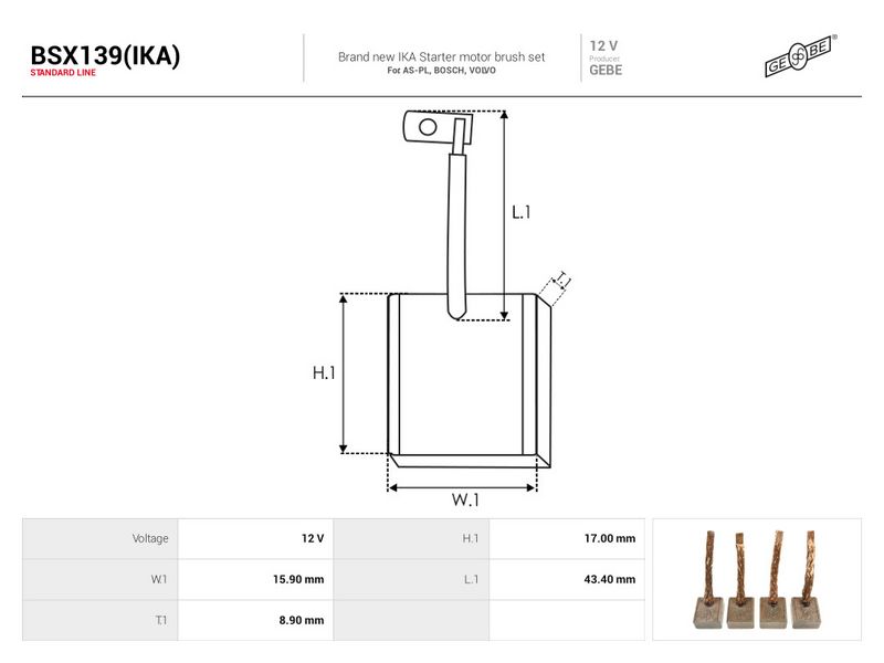 Süsinikuhari, starter, AS-PL BSX139(IKA)