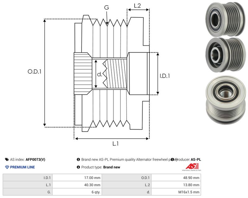 AS-PL AFP0073(V) Alternator Freewheel Clutch