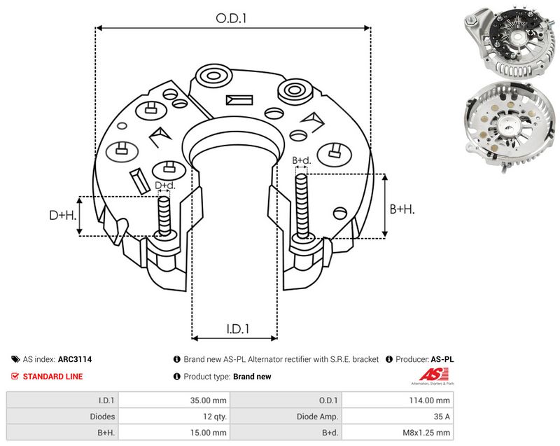 AS-PL ARC3114 Rectifier, alternator
