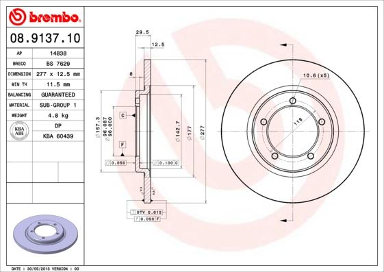 BREMBO Remschijf 08.9137.10