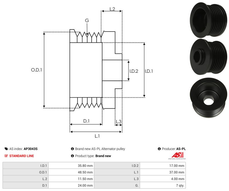 Rihmaratas, generaator, AS-PL AP3043S