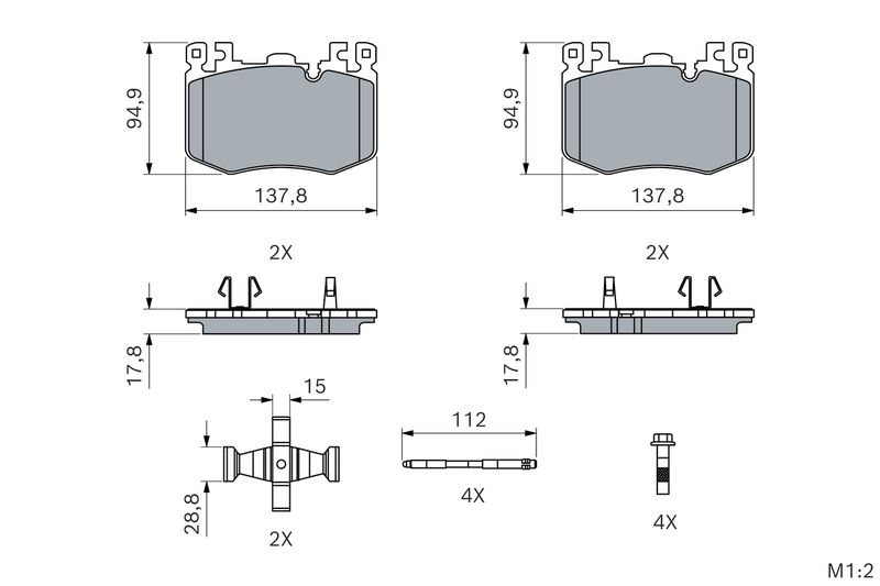 BOSCH 0 986 460 215 Brake Pad Set, disc brake