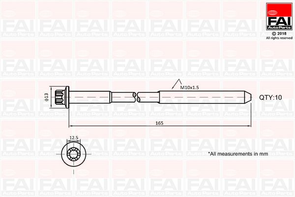 Комплект гвинтів голівки циліндра, Fai Autoparts B1465