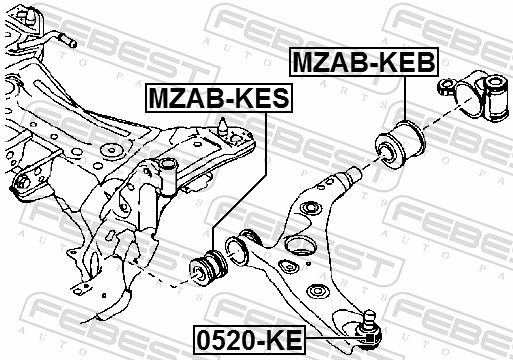 FEBEST MZAB-KES Mounting, control/trailing arm