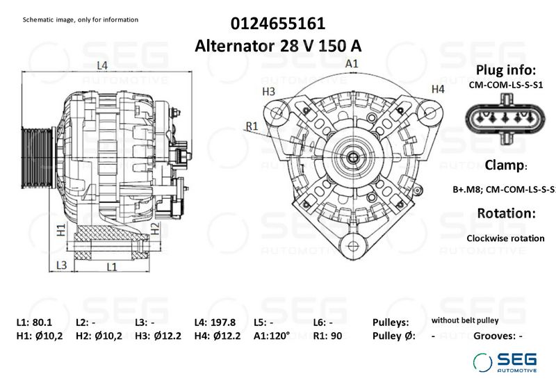 SEG Automotive 0124655161 Alternator