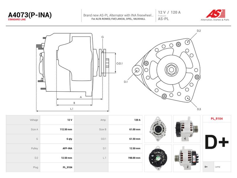 Generaator, AS-PL A4073(P-INA)
