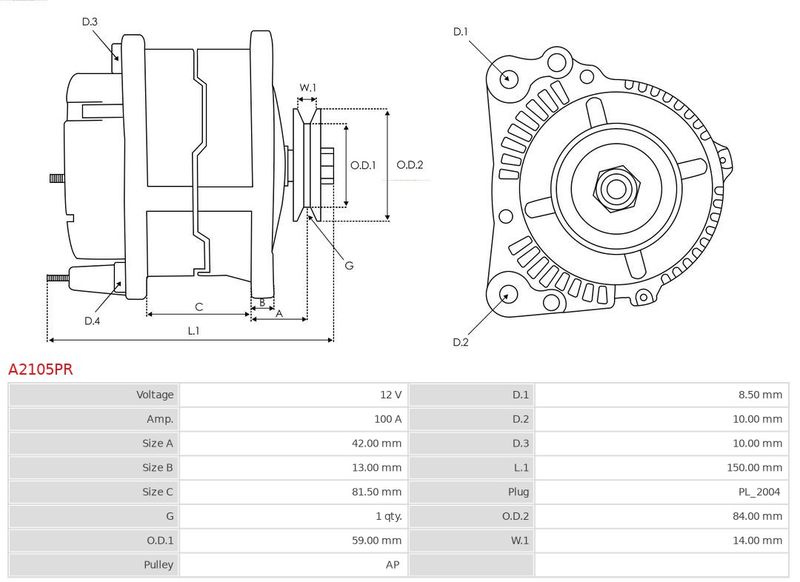 AS-PL A2105PR Alternator