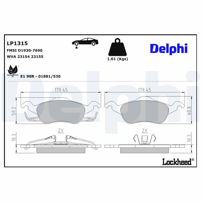 Piduriklotsi komplekt, ketaspidur, DELPHI LP1315