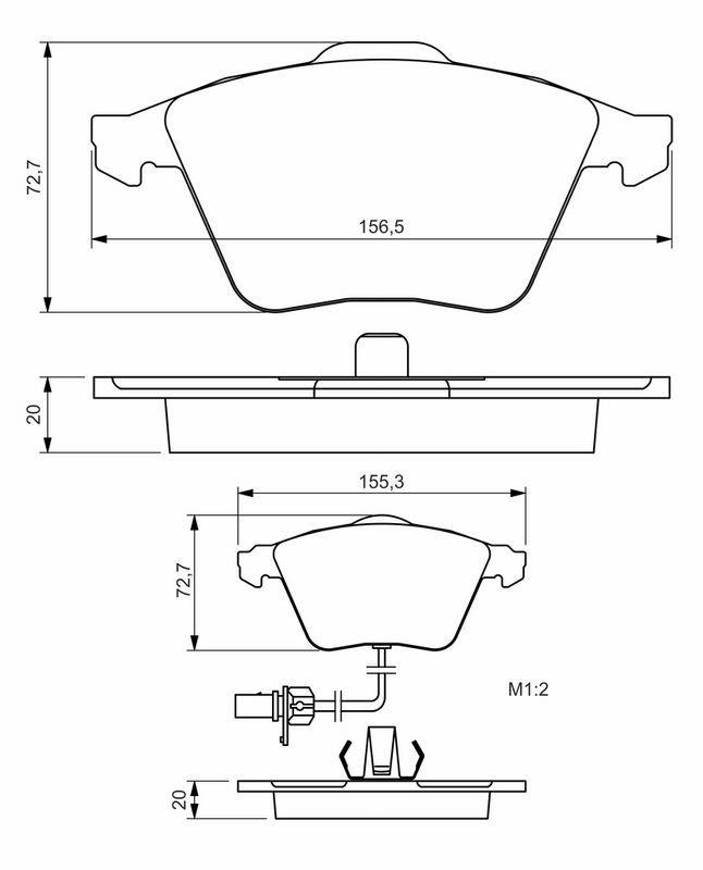 Piduriklotsi komplekt, ketaspidur, BOSCH 0 986 494 283