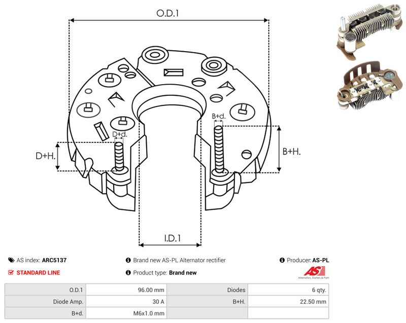 AS-PL ARC5137 Rectifier, alternator