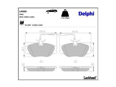 DELPHI LP909 - Brake Pad Set, disc brake