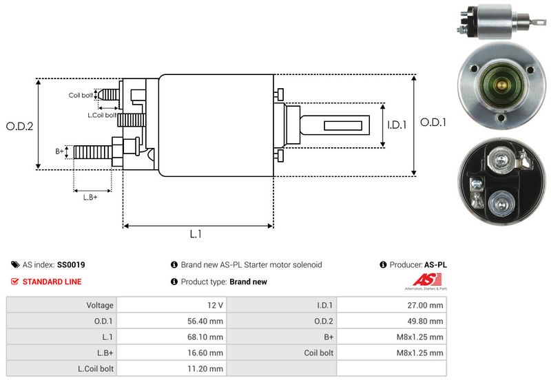 AS-PL SS0019 Solenoid Switch, starter