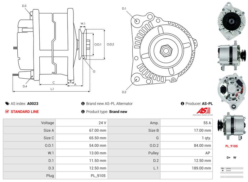 AS-PL A0023 Alternator