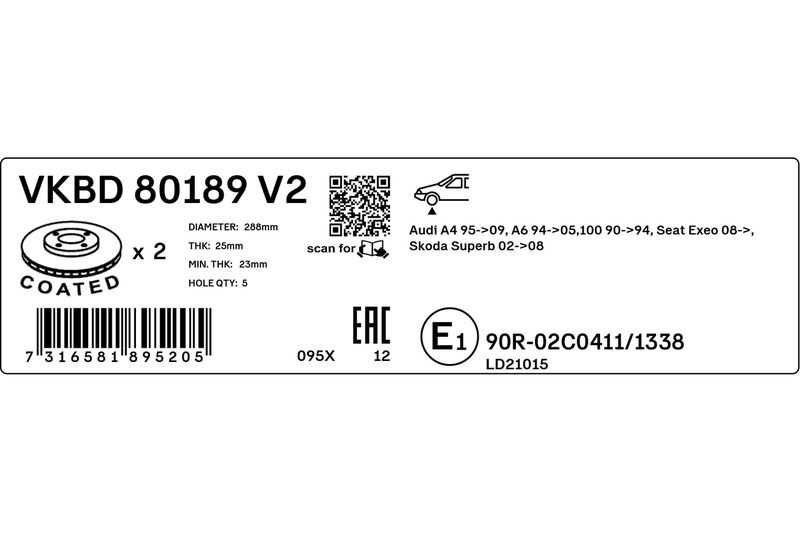 SKF VKBD 80189 V2 Brake Disc