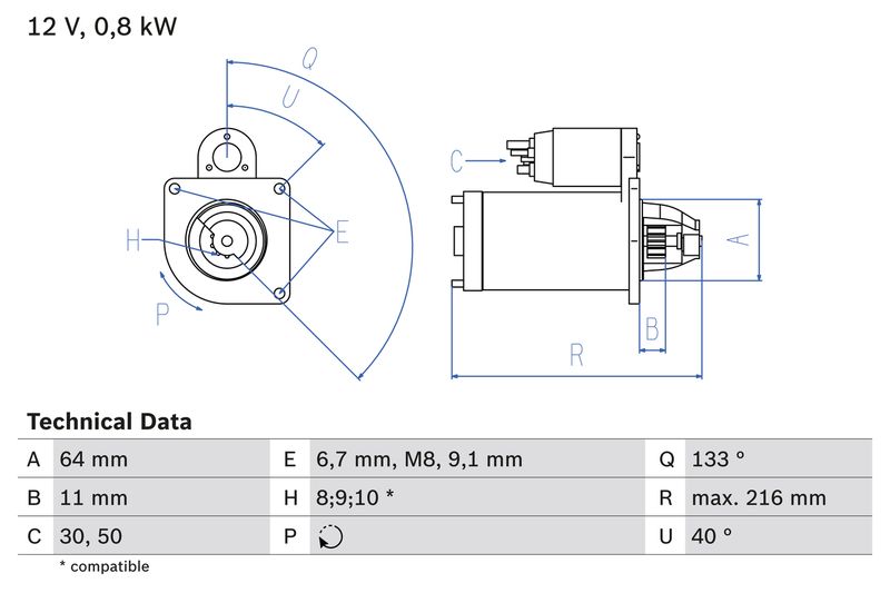 BOSCH önindító 0 986 021 590