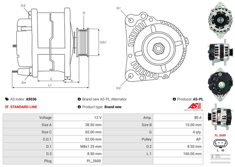 AS-PL A9036 Alternator