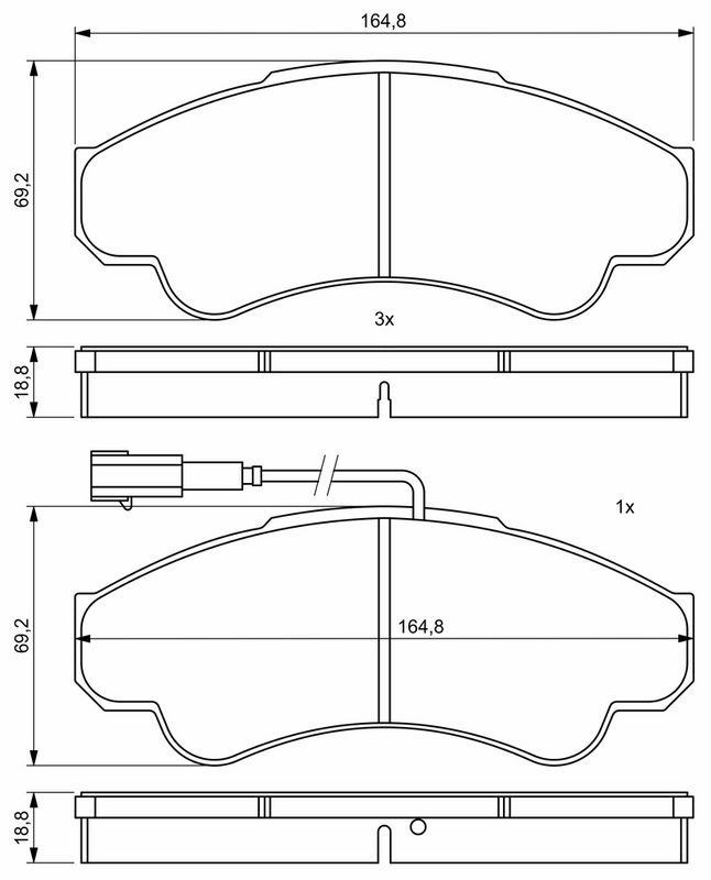 Piduriklotsi komplekt, ketaspidur, BOSCH 0 986 494 850