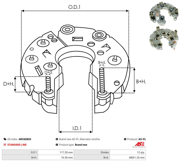AS-PL ARC6085S Rectifier, alternator