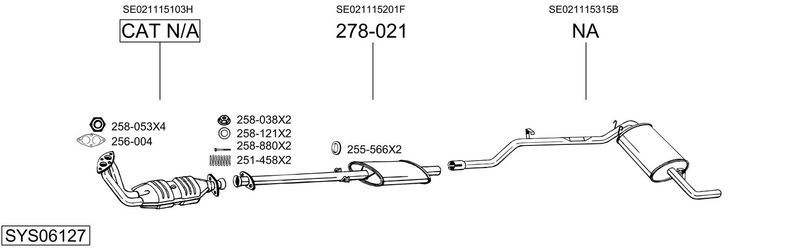 BOSAL kipufogórendszer SYS06127