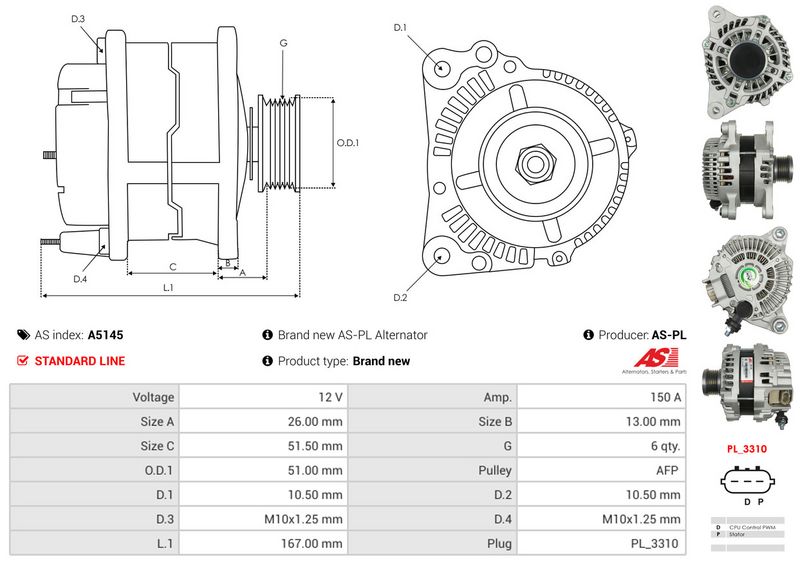 AS-PL A5145 Alternator