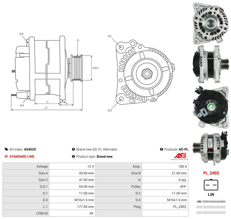 Generaator, AS-PL A5452S