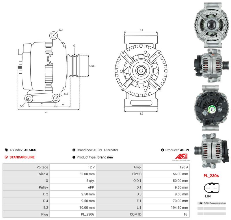 Generaator, AS-PL A0746S