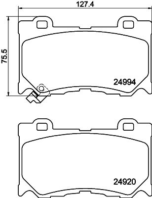 Комплект гальмівних накладок, дискове гальмо, Hella 8DB355015-411