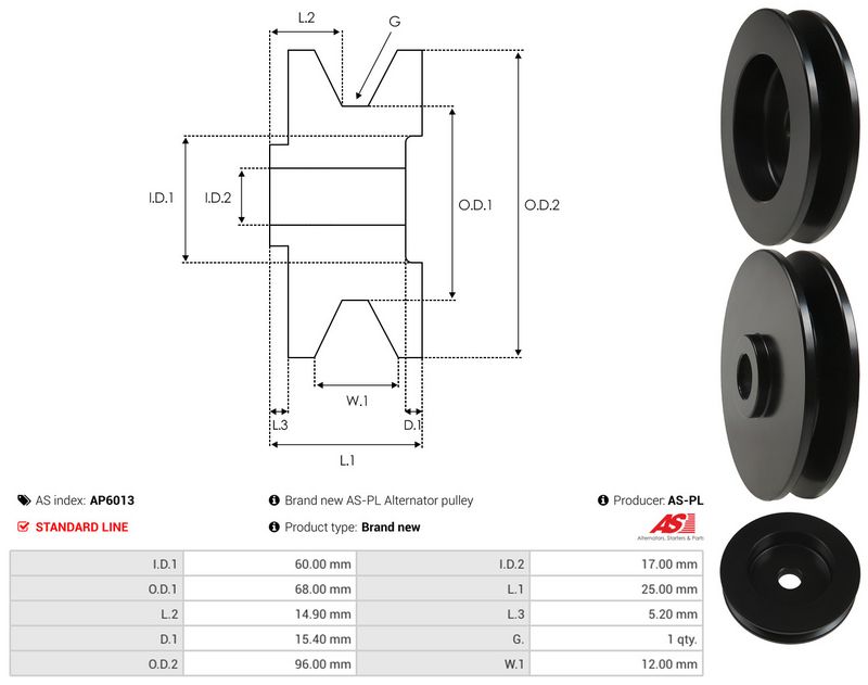 AS-PL AP6013 Belt Pulley, alternator