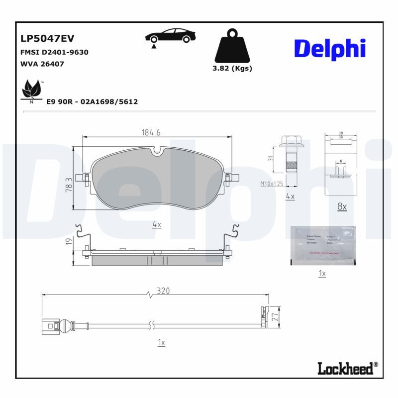 DELPHI LP5047EV Brake Pad Set, disc brake