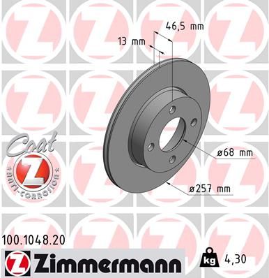 Гальмівний диск, Zimmermann 100104820