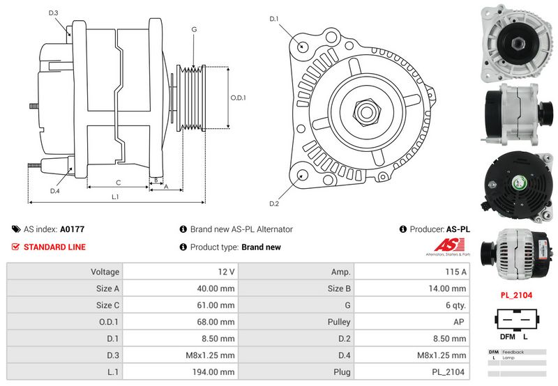 AS-PL A0177 Alternator