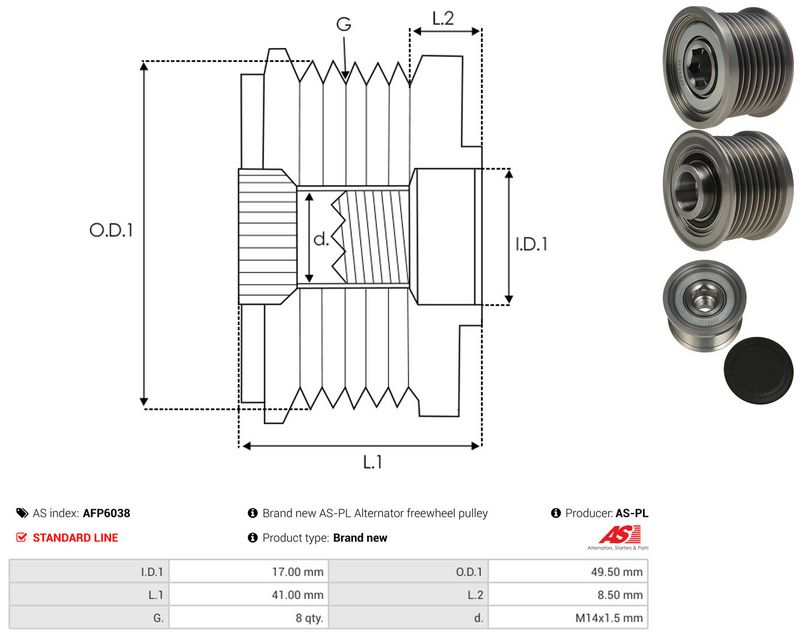 AS-PL AFP6038 Alternator Freewheel Clutch