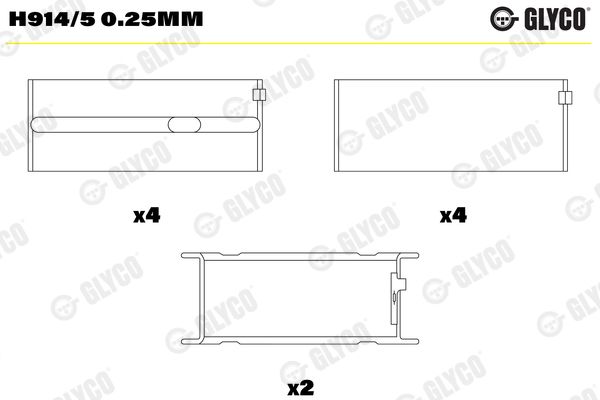 Підшипник колінчатого вала, Glyco H914/50.25MM