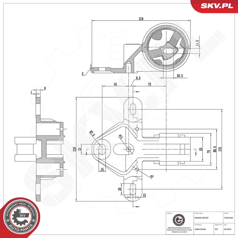 ESEN SKV 75SKV020 Mounting, engine