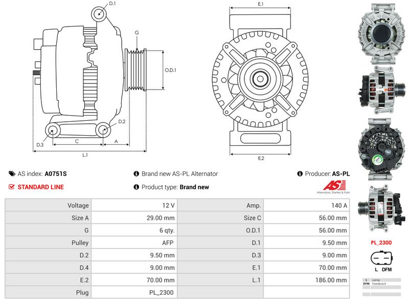 AS-PL A0751S Alternator