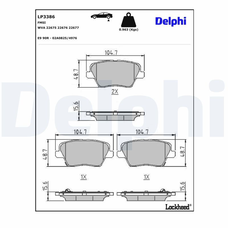 Piduriklotsi komplekt, ketaspidur, DELPHI LP3386