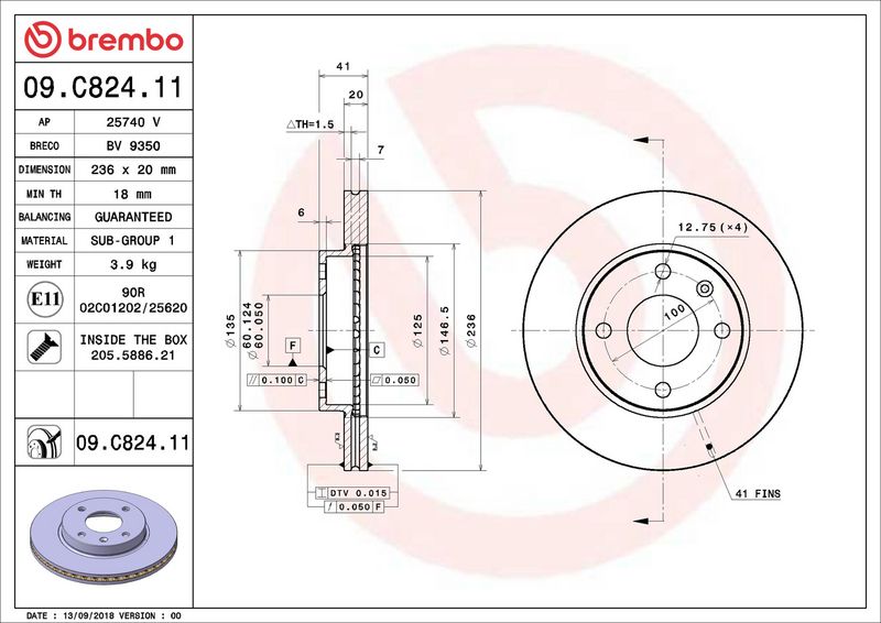 BREMBO 09.C824.11 Brake Disc