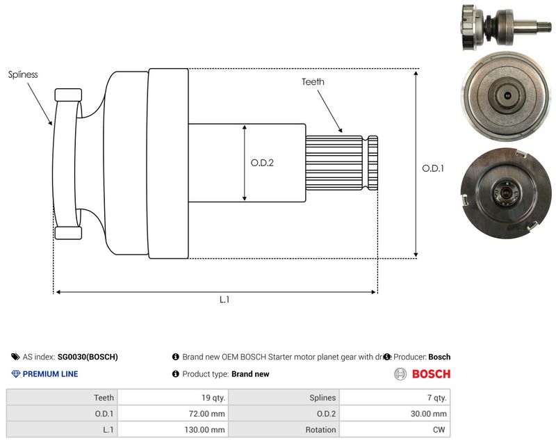 AS-PL SG0030(BOSCH) Ring Gear, planetary gearbox (starter)