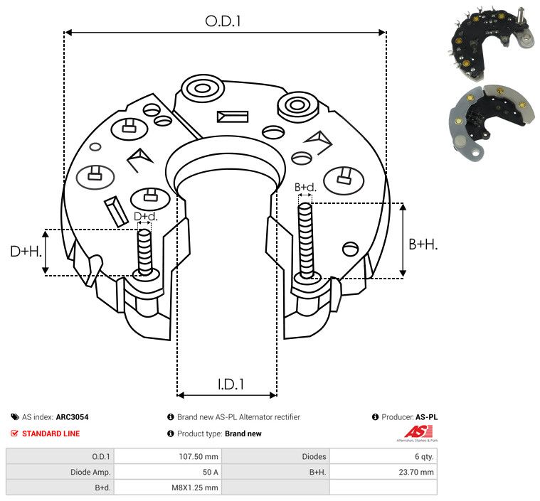 AS-PL ARC3054 Rectifier, alternator